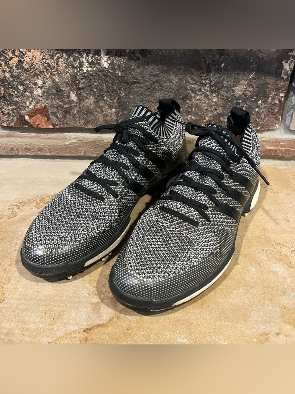 adidas Golf Tour360 Black & White PrimeKnit Sneakers
